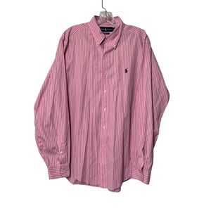 Ralph Lauren Men's Classic Fit Pink Stripe Button Down Shirt Size L